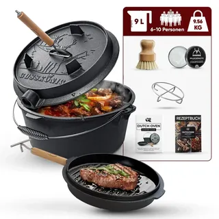 Gusskönig Eingebrannter Dutch Oven Set 9L ohne Füße