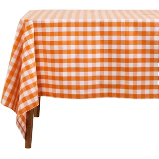 Homescapes Tischdecke Vichy-Karo orange kariert, 137/228 cm , Orange , Textil , Kariert , Rechteckig , 137x228 cm , Oeko-Tex® , Heimtextilien, Wohntextilien, Tischwäsche, Tischdecken
