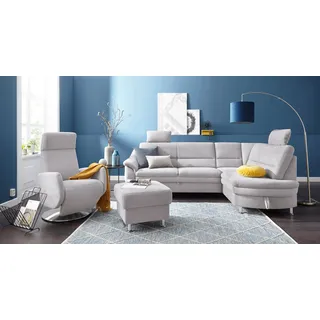 Hocker SIT & MORE "Cardoso", silber, B:58cm H:47cm T:58cm, Luxus-Microfaser (90% Polyester, 10% Polyamid);Flachgewebe (100% Polyester);Struktur (100% Polyester), Hocker, Hocker