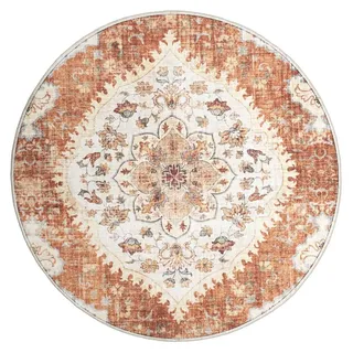 Vintage Gartenteppich Rund - Santo Mandala Terrakotta - Orange