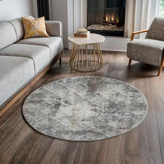 otto home Teppich OTTO HOME "Micah", beige (creme), B:120cm H:8mm L:120cm Ø:120cm, Polyester, Teppiche, Teppich, Kurzflor, modernes Design, pflegeleicht, Wohnzimmer