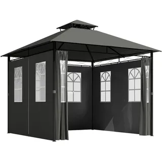 Outsunny Pavillon, Dunkelgrau, Metall, Polyester , 300x288x300 cm , Sonnenschutz, Pavillons