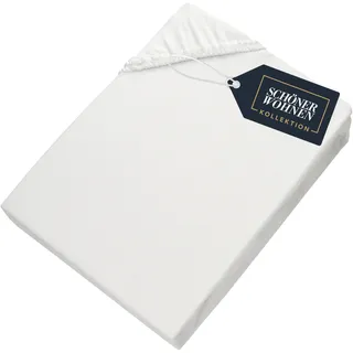 SCHÖNER WOHNEN Spannbettlaken 90x200cm Weiß bis 100x200cm - Luxus Spannbetttuch aus Jersey-Baumwolle Öko-Tex Zertifiziert - für Matratzen bis 30 cm & Boxspringbett – Bettlaken für Kinder
