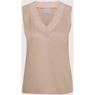Trägertop MADELEINE "Top Lingerie-Top aus Seidensatin", Damen, Gr. 34, beige, Obermaterial: 92% Seide silk. 8% Elasthan EL., Modern, normal, V-Ausschnitt, Tops Trägertop, edle Spitze am Ausschnitt