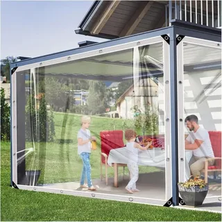 Transparente BCBIG PVC Plane mit Ösen 420g/m2 2x1m für Pavillon, Balkon, Garten - Transparent