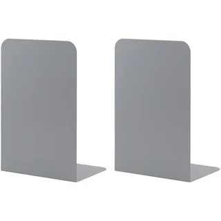 MSDADA Buchstützen aus Metall, CD Buchständer für Kinder, Dekorative Buchstütze für Schule, Zuhause, Büro, Bibliothek Bücherhalter(1 Paar, Grau)