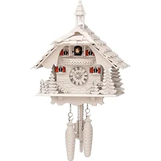 Engstler - 444/3_QM - Kuckucksuhr - Quarz - Nussbaum - mit Musik - 31 cm - Weiß