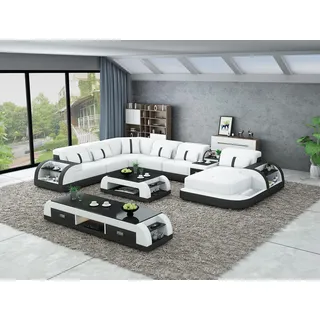 Ledersofa Design Eckgarnitur Ecksofa Luxus Wohnlandschaft led sofa couch Polster