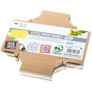 folia 64801 - Little Paper Frames quadratisch, Bilderrahmen aus Fotokarton zum Zusammenkleben, 48 Stück sortiert in 8 Farben