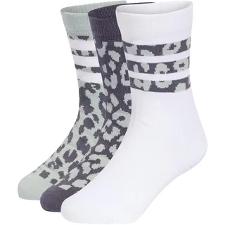 adidas Unisex Kids YOUTH GIRLS LEO 3PP SOCKS, Aurora Onix/Wonder Sage/white, 5-6 Years