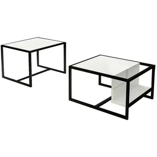 Livetastic Couchtischset , Weiß , Holzwerkstoff , 2-teilig , Uni , eckig , offenes Fach , Wohnzimmer, Wohnzimmertische, Satztische