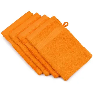 Gözze - New York Waschhandschuh, 4er Set, Weich und saugfähig, 100% Baumwolle, 17 x 24 cm - Orange