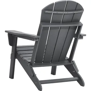 SucceBuy Adirondack Stuhlset 2, Allwetterklapper Plastikstühle mit Tassenhalter, ergonomische Armlehne, tragbare Feuerstelle für Garten und Hinterhof, Grau - Grau