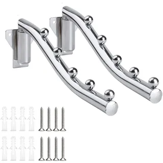 2 Stück Kleiderhaken Balkon Klappbar Edelstahl, Kleiderlüfter Edelstahl Klappbar, Kleiderständer Klappbar Kleiderbügel Edelstahl Metall Wandmontage Handtuchhaken Wand Kleiderstange mit Schwenkarm