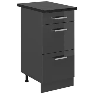 Vicco Schubladenschrank Küchenunterschrank R-Line 40 x 81,6 x 60 cm Anthrazit Hochglanz