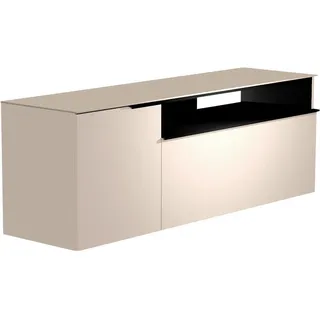 Woood Ambia Home Lowboard, Schwarz, Holzwerkstoff, Kiefer, massiv, 3 Fächer, 150x56x44 cm, Beimöbel erhältlich, Wohnzimmer, Wohnwände, Lowboards