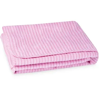 Julius Zöllner Schmusedecke-Baumwolldecke Jacquard | Gr. 75x100 cm | Made in Germany | 100% Baumwolle | OEKO-TEX® STANDARD 100 | Streifen rose