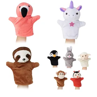 Relaxdays Handpuppen 8er Set Tiere 20 cm