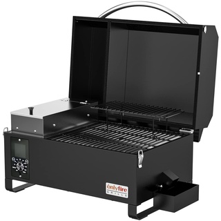 onlyfire Pelletsmoker Räuchergrill, 8-in-1-Multifunktion Holzpelletgrill & Smoker, Pellet Smoker Grill, Holzpelletgrill mit Automatischer Temperaturregelung, Schwarz