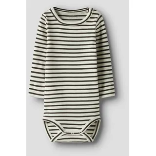 Langarmbody NAME IT "NBNBANI LS BODY NOOS", Jungen, Gr. 50, N-Gr, schwarz-weiß (delicioso), Jersey, Obermaterial: 57% Baumwolle, 38% Modal, 5% Elasthan, geringelt, gestreift, regular fit, Rundhals, Bodys Langarmbody