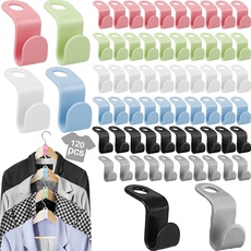kleiderbügel platzsparend, Mehrfarbig Kleiderbügel-Verbindungshaken gestapelte Mini-Kleiderbügelhaken platzsparende Kleiderbügel-Verbindungsstücke für Kleiderschränke Organizer, Kleiderbügel (120pcs)