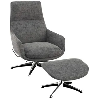 flexlux Drehsessel Marinella Chenille 75 x 103 x 95 cm Grau mit Liegefunktion