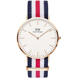 Daniel Wellington Classic Canterbury, Blau-Weiß-Rot/Roségold Uhr, 40mm, NATO, für Herren
