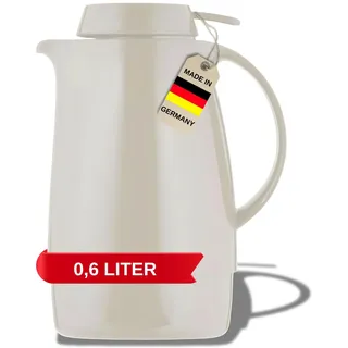 Helios Servitherm Thermoskanne Weiß 0,6L – 6h Heiß - Hält Getränke heiß & kalt – Einhandbedienung - Robustes Design für Kaffee & Tee