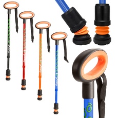 Flexyfoot Shock Absorbing Oval Handle Walking Stick - Blue - Improves Safety, Improves Grip, Reduces Shocks & Jarring