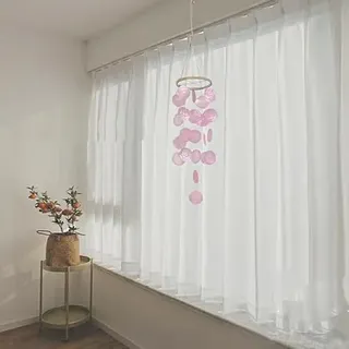 Windspiel, Boho Deko Muschel Traumfänger Girlanden Capiz Muschel-Windspiele für den Außenbereich 73cm Länge Hängen Ornament Wandbehang Anhänger Geschenke für Terrasse, Garten, Hofdekoration -Rosa