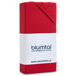 Blumtal Spannbettlaken 2er Set 200/200/30 cm Rot , Textil , Uni , 200x200 cm , Oeko-Tex® Standard 100 , Heimtextilien, Bettwäsche & Leintücher, Leintücher, Bettlaken