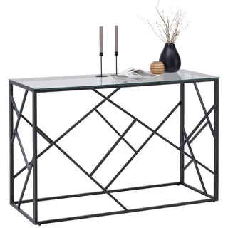 Xora Konsolentisch , Klar, Schwarz , Metall, Glas , rechteckig , eckig, Gittergestell , 45x77x120 cm , Bsci , Wohnzimmer, Wohnzimmertische, Konsolentische