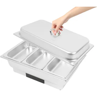 Chafing Dish, Temperaturregelung, Edelstahl-Design, Drei Fächer