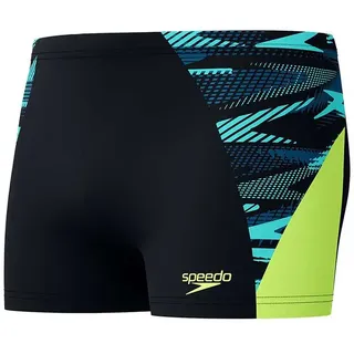 Speedo End+ Max Splice Badehose Boxer - Black / Hyper Yellow - UK 32