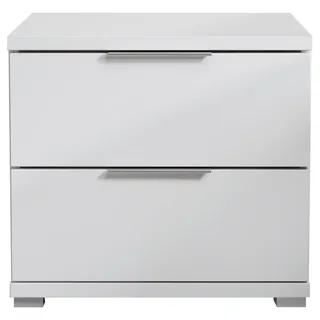 SchlafKONTOR Nachtkommode »Smilla Nachttisch, Nachtkonsole mit Schubkästen« Korpus melaminbeschichtet, silberfarbige oder schwarze Griffe, weiß