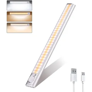 DFGOTOP Under Cupboard Kitchen Lights 160LED, Motion Sensor Light Indoor, Rechargeable 3 Colors Temperatures Cupboard Light USB for Wardrobe Kitchen Stairs [Energy Class A+++]