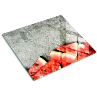 Tulup Glasplatte 60x52 cm Wassermelone , Rot , Glas , 60x0.4x52 cm , Küchen, Küchenelektrogeräte, Herde, Herdabdeckplatten
