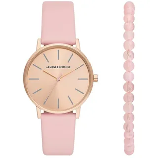 Armani Exchange Damenuhr, Dreizeigeruhrwerk, Edelstahl mit 36 mm Gehäusegröße und Lederoder Stahlarmband