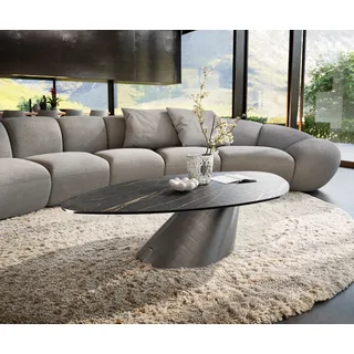 Couchtisch Edge Organisch 140x76 cm Keramik Laminam® Noir Desir Braun Conis Metallic Silber