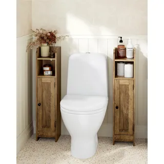 VASAGLE Badezimmerschrank klein, Badschrank schmal, stehend, mit Tür und Regal, kleiner Schrank, Toilettenschrank, verstellbare Ablagen - Braun