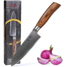 Wakoli EDIB Pro Damastmesser Santoku | 16 cm Klinge I hohe Schneidleistung | widerstandsfähige und langlebige Klingen | 67 Lagen Damaststahl | ergonomischer Pakkaholzgriff I einzigartiges Design