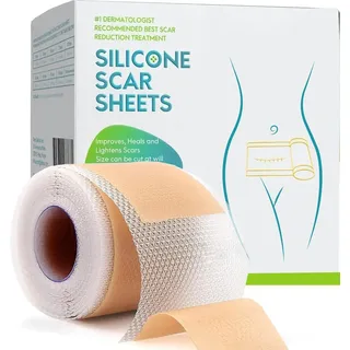 Premium-Narbenpflaster, 4 cm x 5 m, Professionelle Medizinische Silikon-Folien, Reduziert und Verhindert Hypertrophe oder Cheloide Narben, Verbrennungen und Schnitte