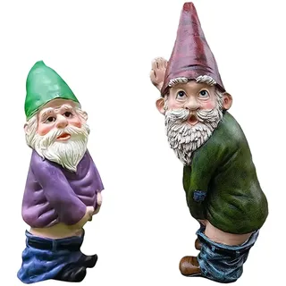 KUBDPQOR 2 Stück gartenzwerge für außen, Gartenzwerge, lustige Geschenke, Gartenzwerg Ornament, Pinkelnde Gartenzwerg Deko für die Dekoration von Innen und Außenobjekten im Garten