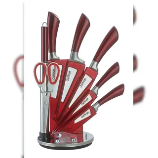Cheffinger Profi Messerblock 8-tlg. Rot/Silber/Schwarz