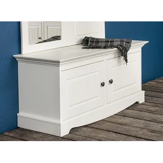 Landhaus Bauern Garderobe Holz Ständer Garderoben Schuhschrank 2tlg. Schränke - Weiß