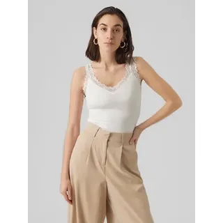 Vero Moda Trägertop "VMROSA SL TOP JRS NOOS" Viskosemischung, Spitzen Detail, snow weiß