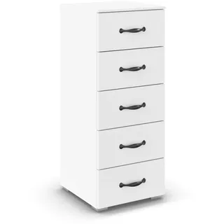 Rauch Möbel Aditio, Kommode für Schlafzimmer, Wohnzimmer, Kinderzimmer, Flur, 5 Schubladen, Soft-Close-Funktion, Sideboard im Landhausstil, Cottage, Farbe Weiß, Breite 40 cm