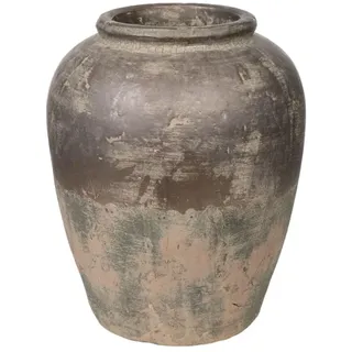 Romimex Vase, Braun, Grau, Terrakotta, Antik-Finish, 26 x 32 x 26 cm