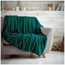 Luxuriöse Fleece-Überwurfdecke, warme und gemütliche Waffel-Überwürfe für Sofas, Flauschige Decke für Bett, grün, 150 x 200 cm