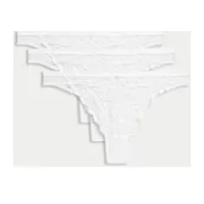 Womens M&S Collection 3pk Lace Thongs - White, White - 6